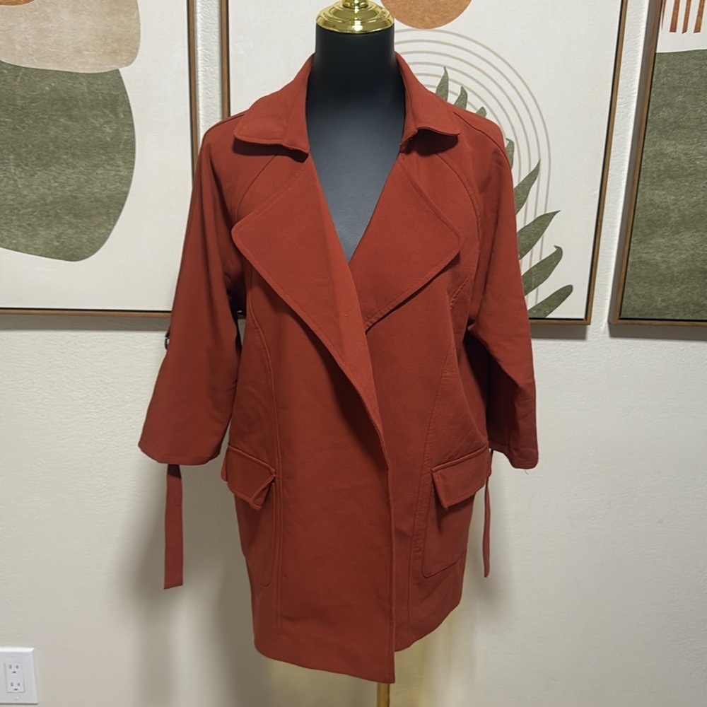 3/$10 Open Orange Rust Trench Coat
